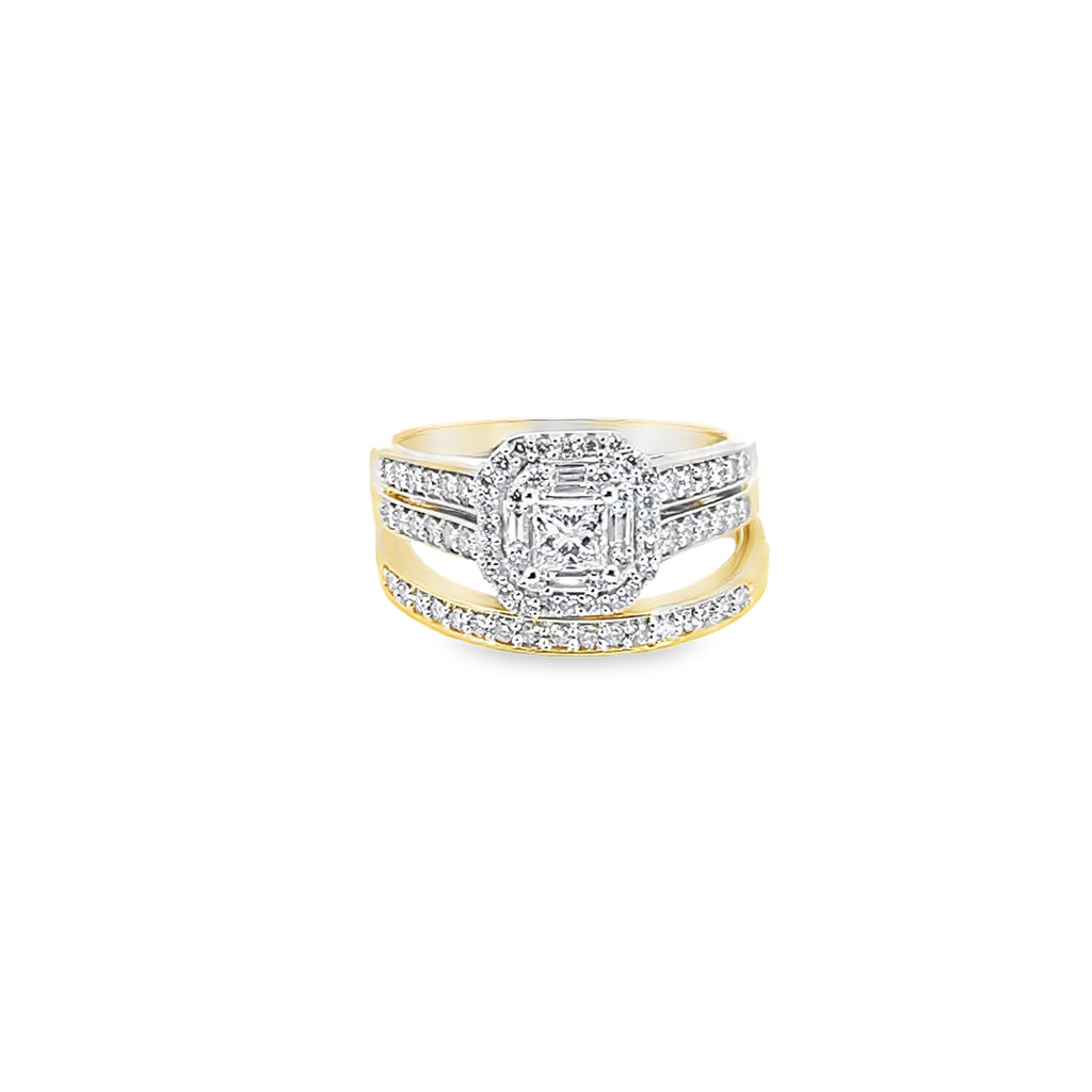 3/4Ctw 10K Yellow Gold Diamond Wedding Set Size 7 3.5Dwt