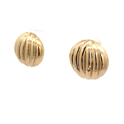 14K Yellow Gold Ridged Omega Back Earrings