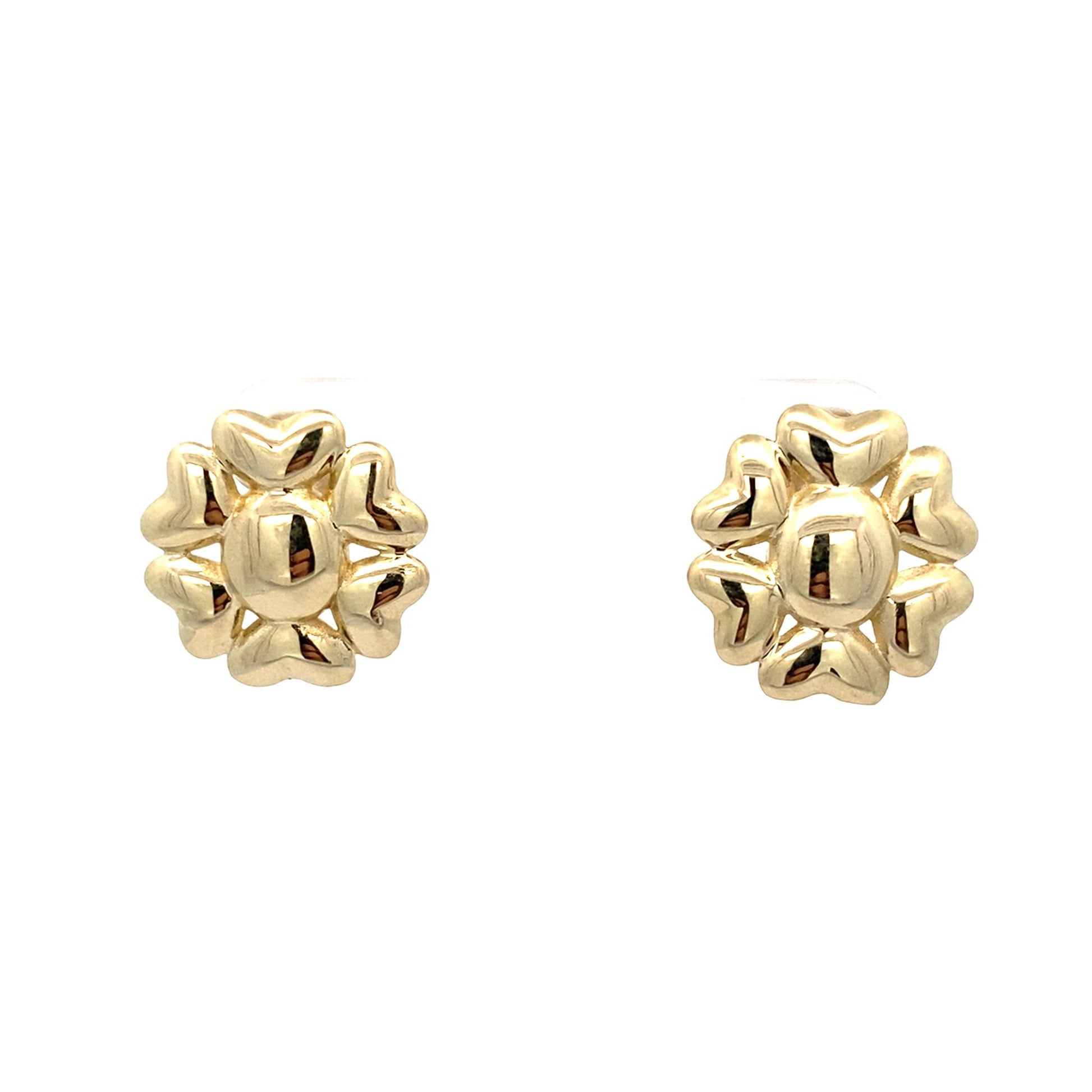 10K Yellow Gold Flower Omega Back Earrings