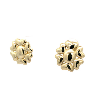 10K Yellow Gold Flower Omega Back Earrings