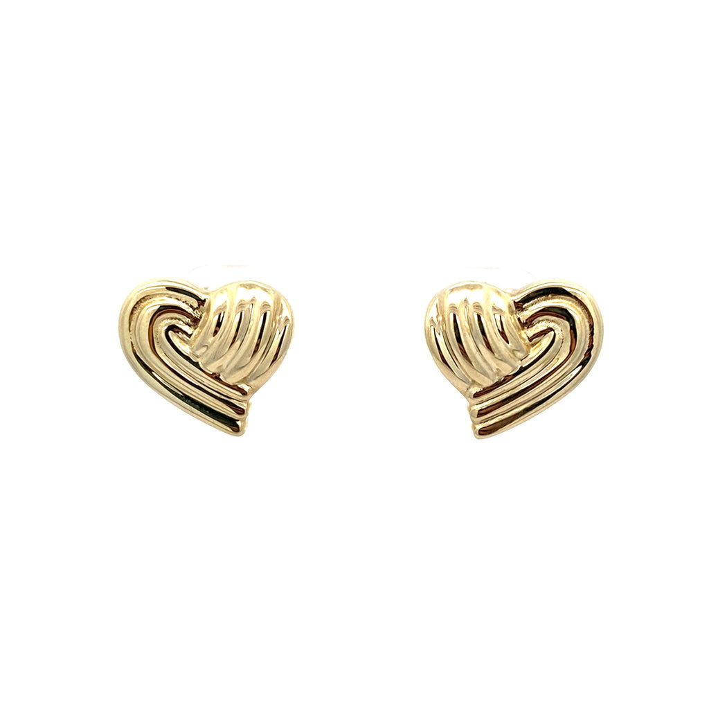10K Yellow Gold Heart Omega Back