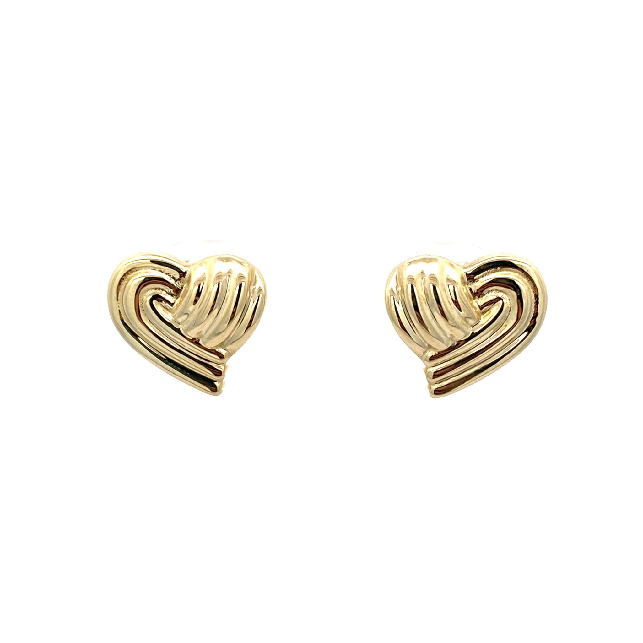 10K Yellow Gold Heart Omega Back