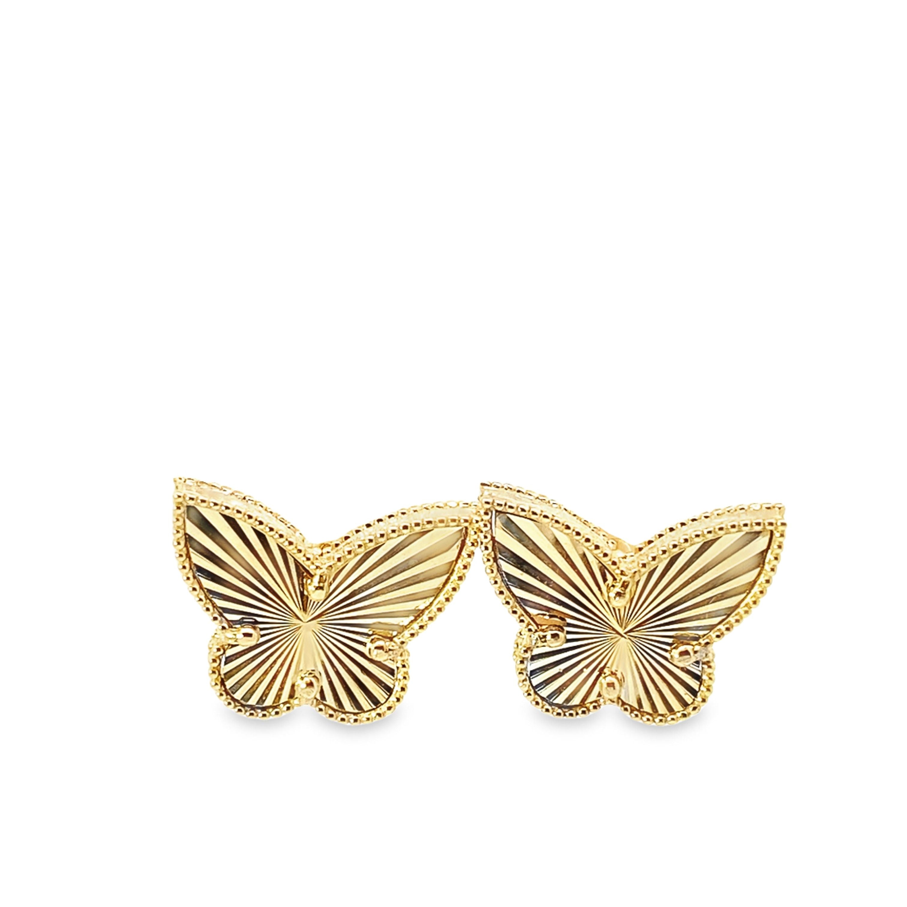 14K Yellow Gold Butterfly Stud Earrings 2.8Dwt
