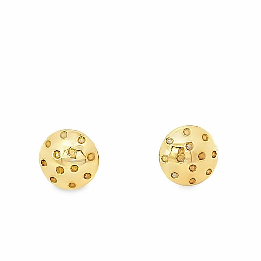10k Yellow Gold Pickleball Stud Earrings 0.9 Dwt