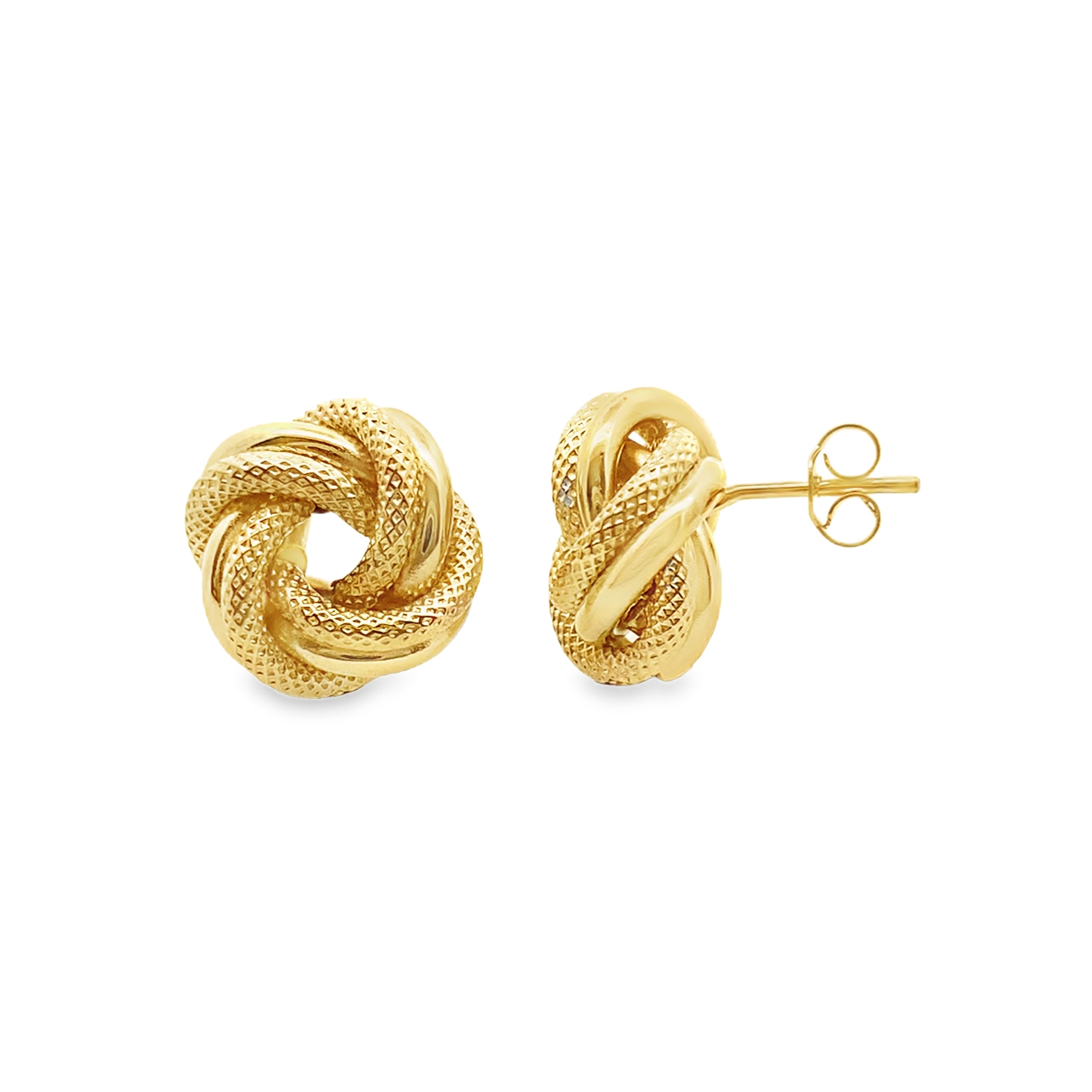 10K Yellow Gold 14mm Love Knot Stud Earrings 1.5Dwt