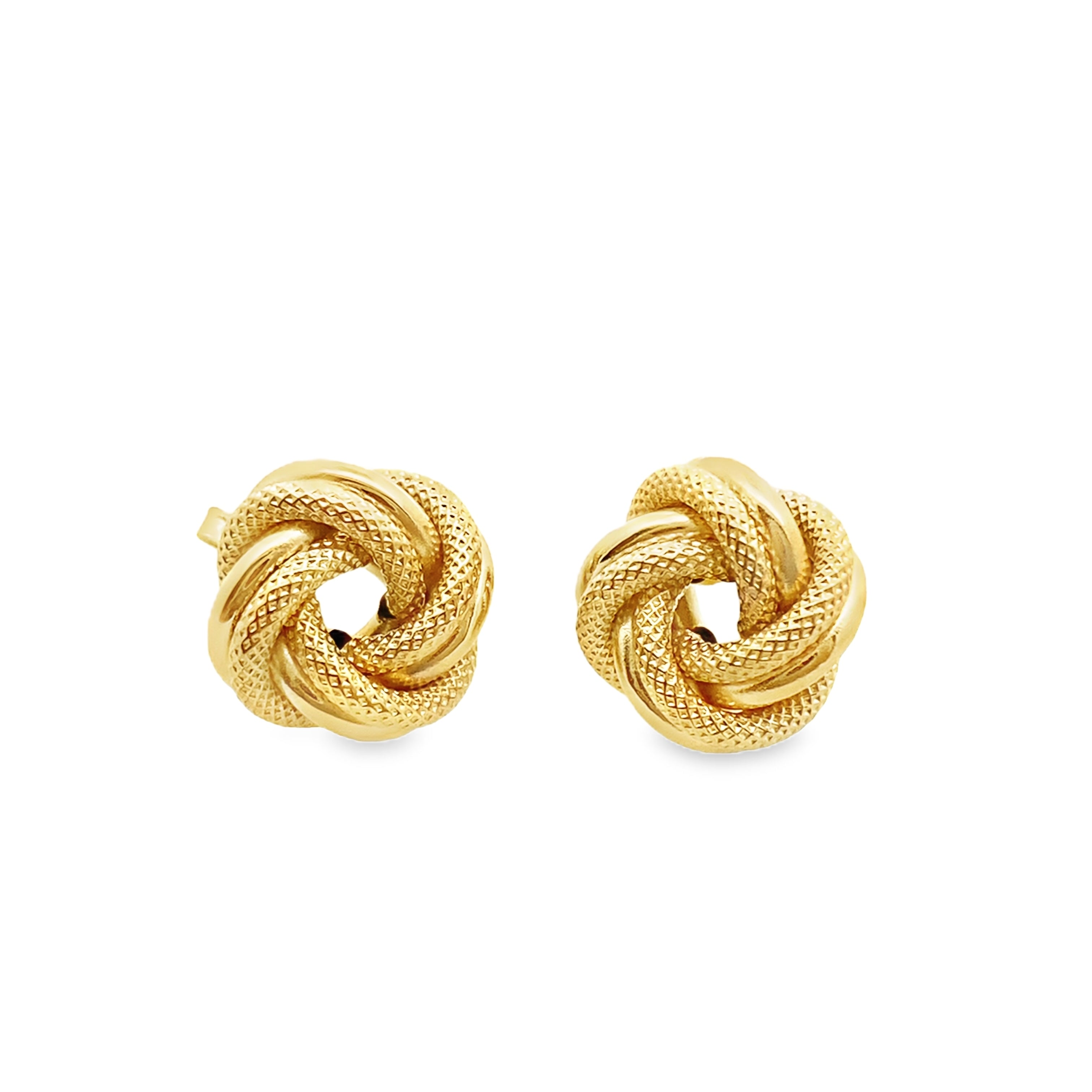 10K Yellow Gold 14mm Love Knot Stud Earrings 1.5Dwt
