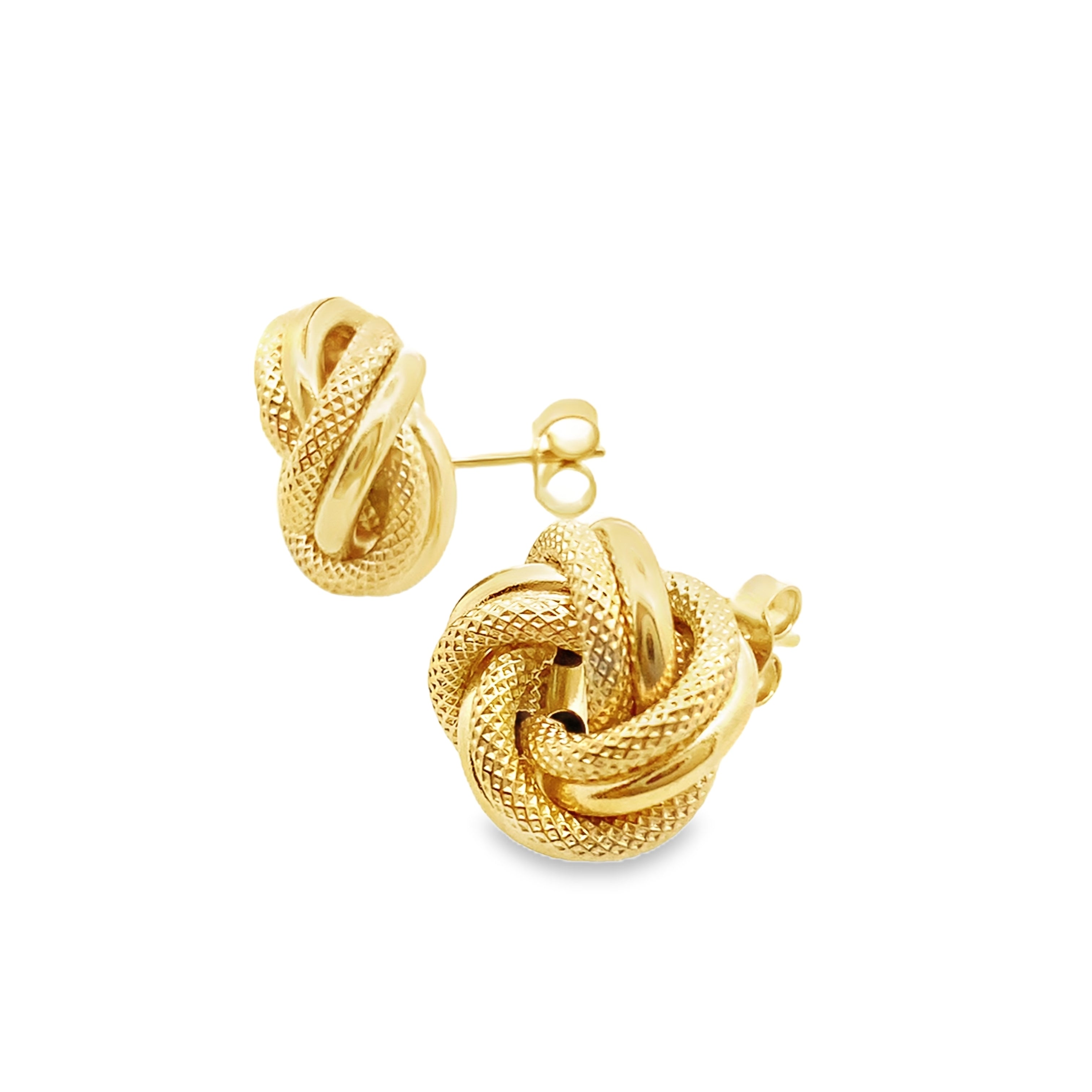 10K Yellow Gold 14mm Love Knot Stud Earrings 1.5Dwt