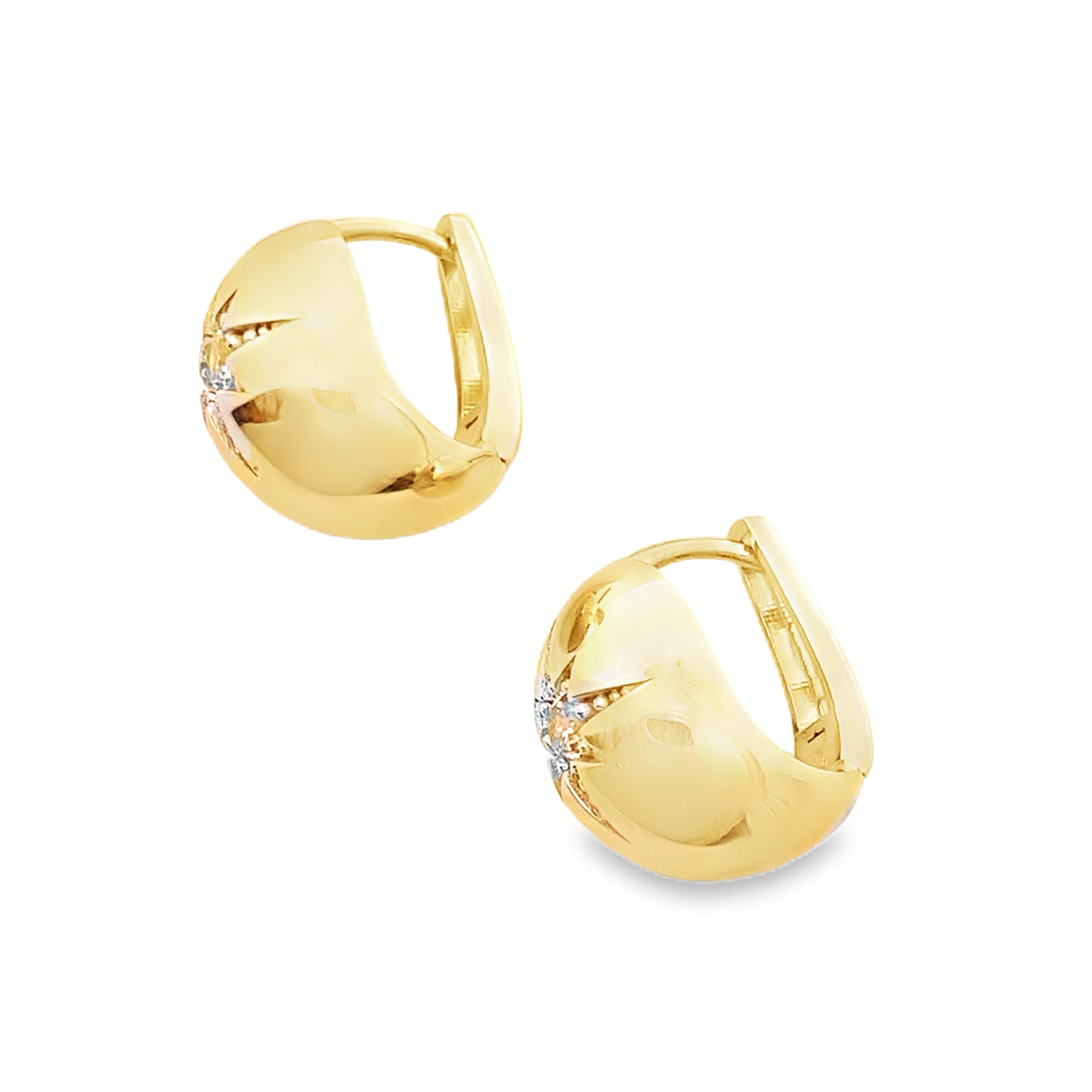 14K Yellow Gold Cz Center W/Design Earrings 2.8Dwt