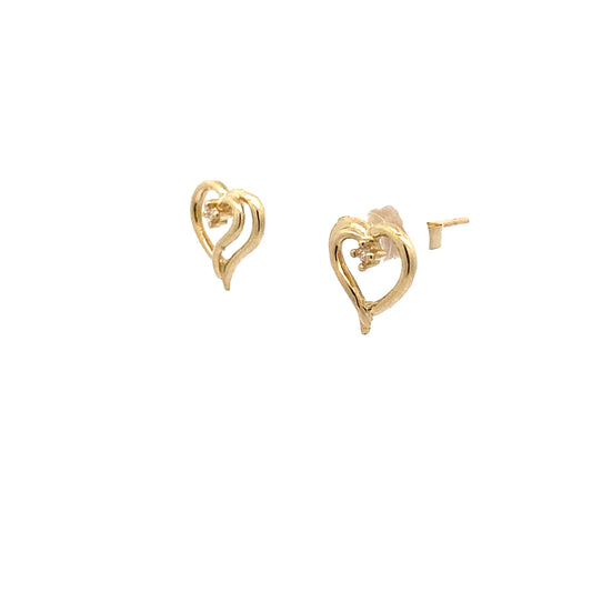 10K Yellow Gold Hearts Stud Earrings 0.5Dwt