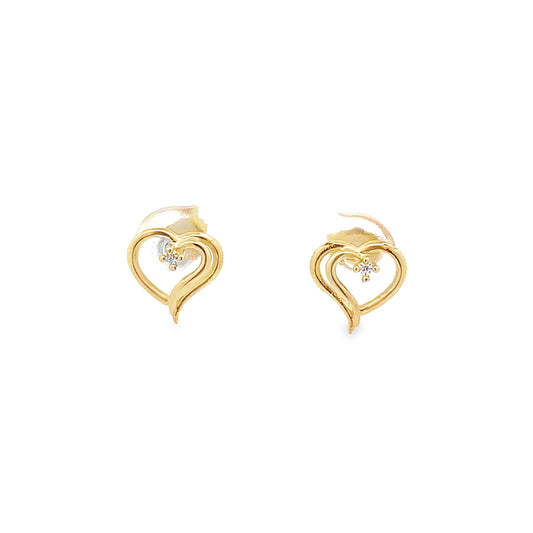 10K Yellow Gold Hearts Stud Earrings 0.5Dwt