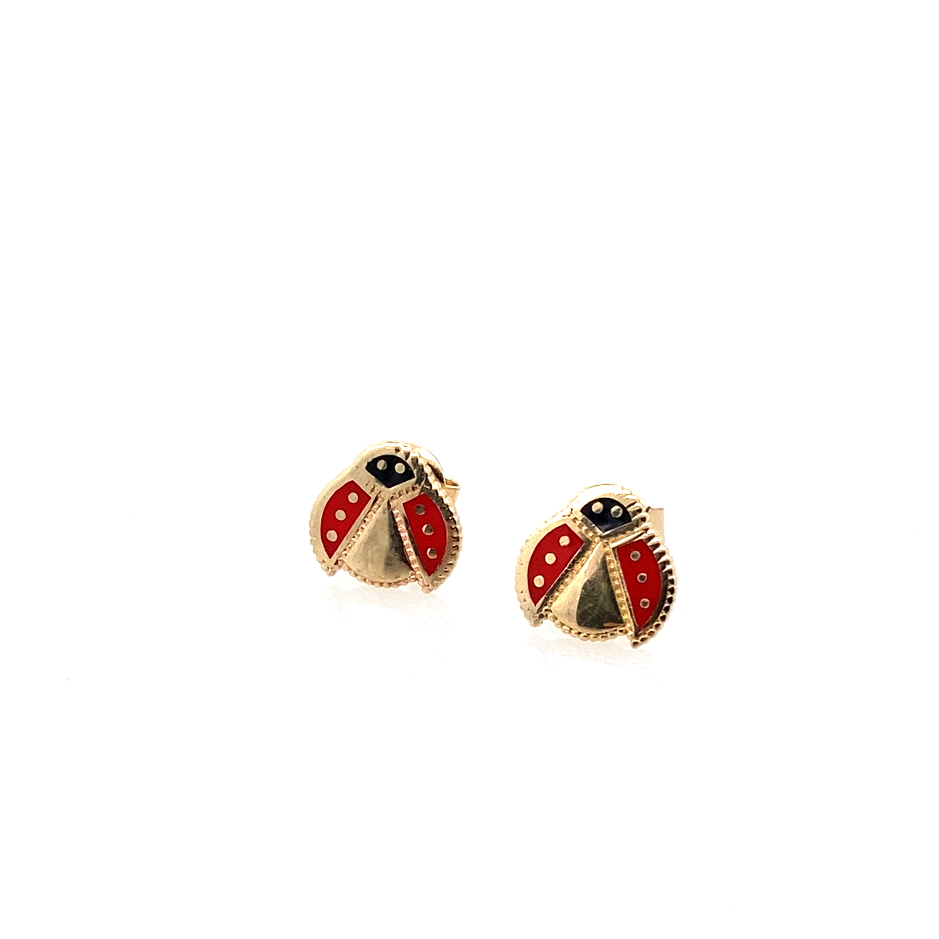 14K Yellow Gold Medium Ladybug Stud Earrings 0.9Dwt