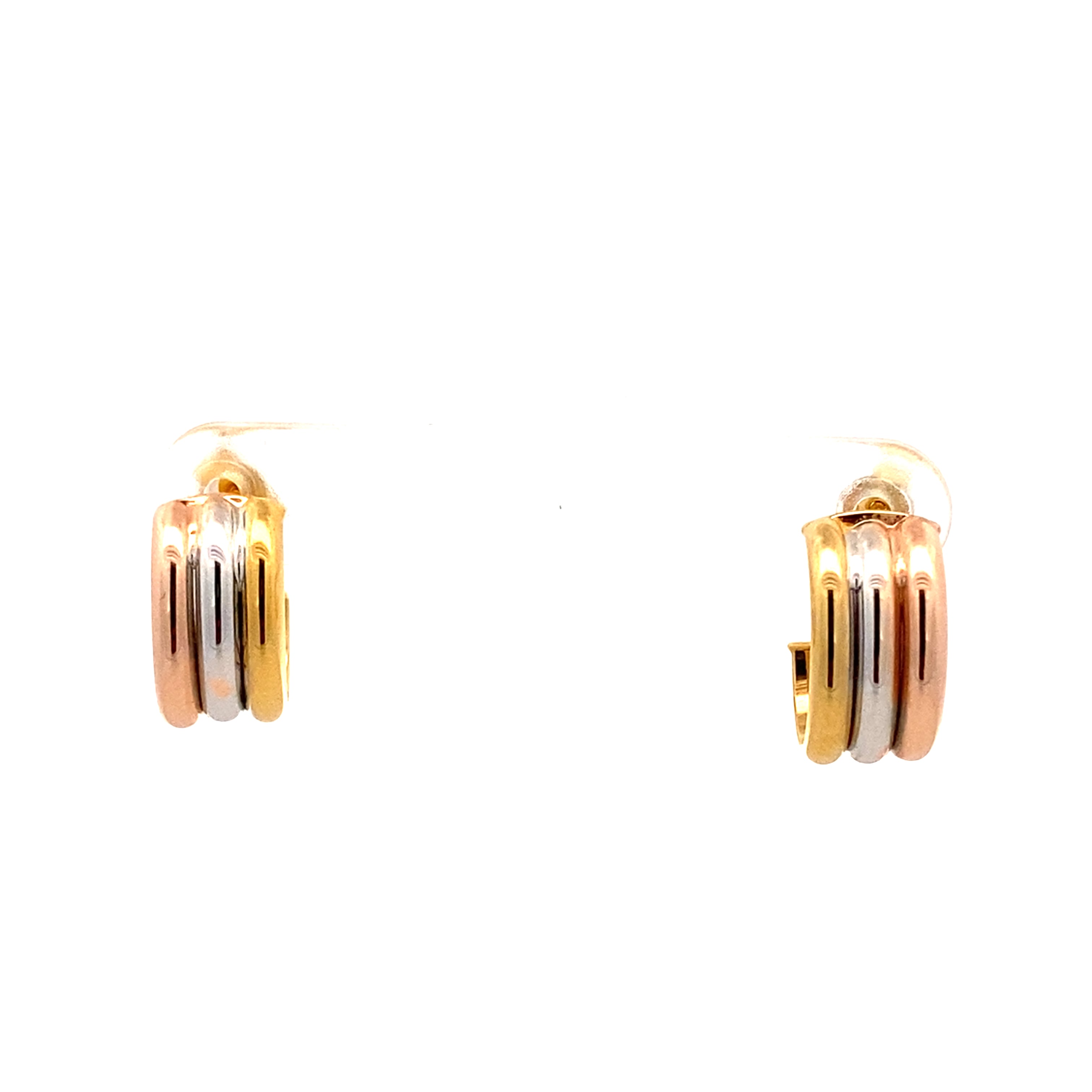 14K Tricolor Gold Half Hoop Earring 1Dwt