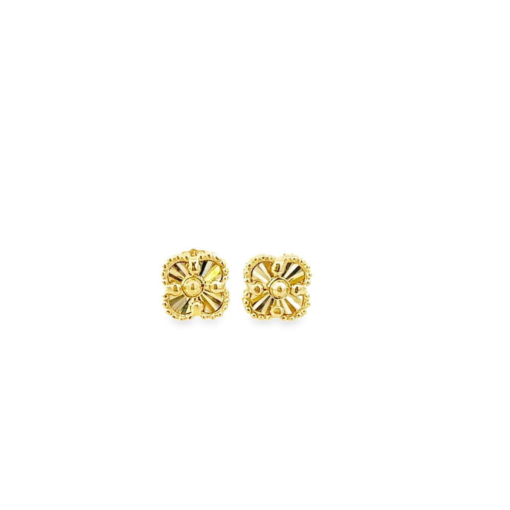 10K Yellow Gold Small Flower Stud Earrings 0.9Dwt