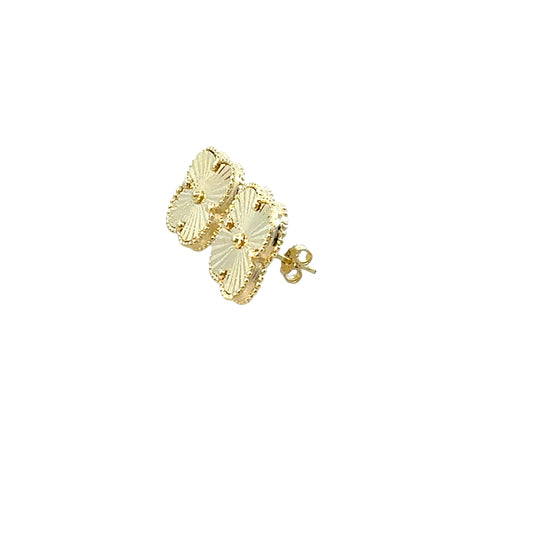 10K Yellow Gold Large Flower Stud Earrings 2.9Dwt