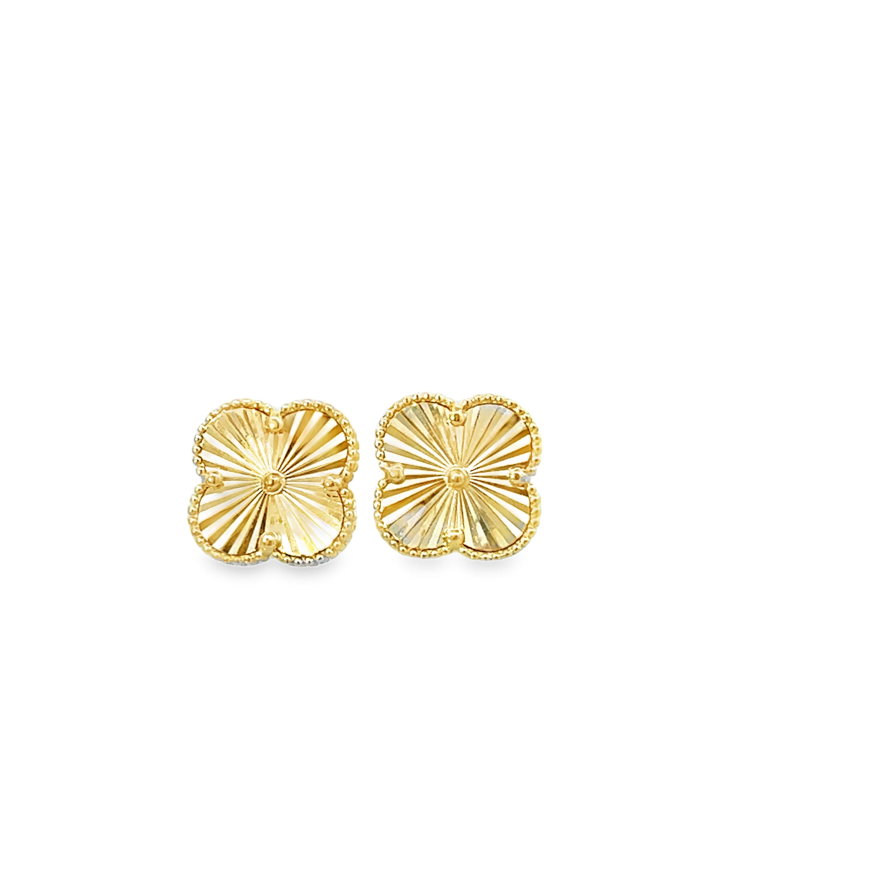10K Yellow Gold Large Flower Stud Earrings 2.9Dwt