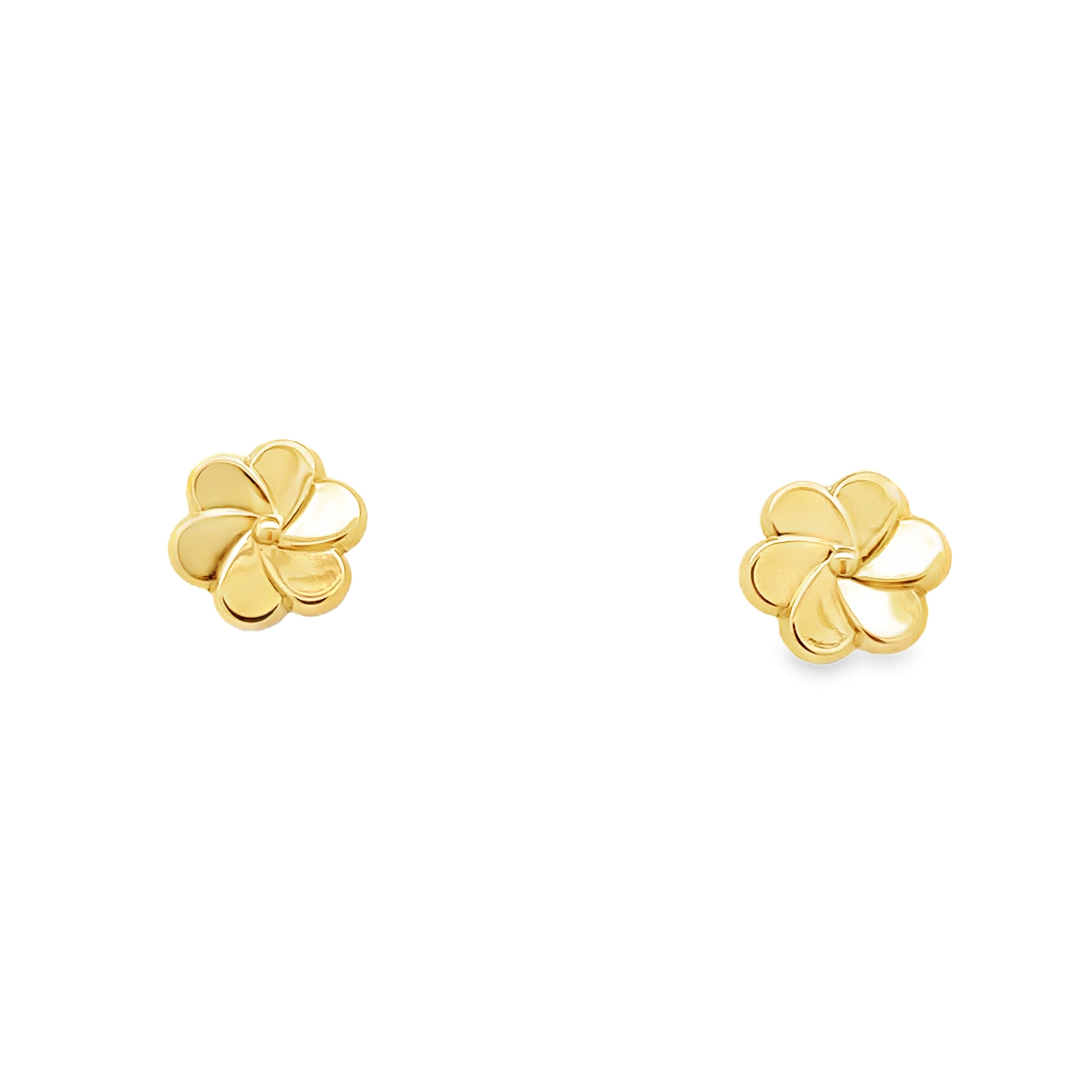 14K Yellow Gold Flower Stud Earrings 0.3Dwt