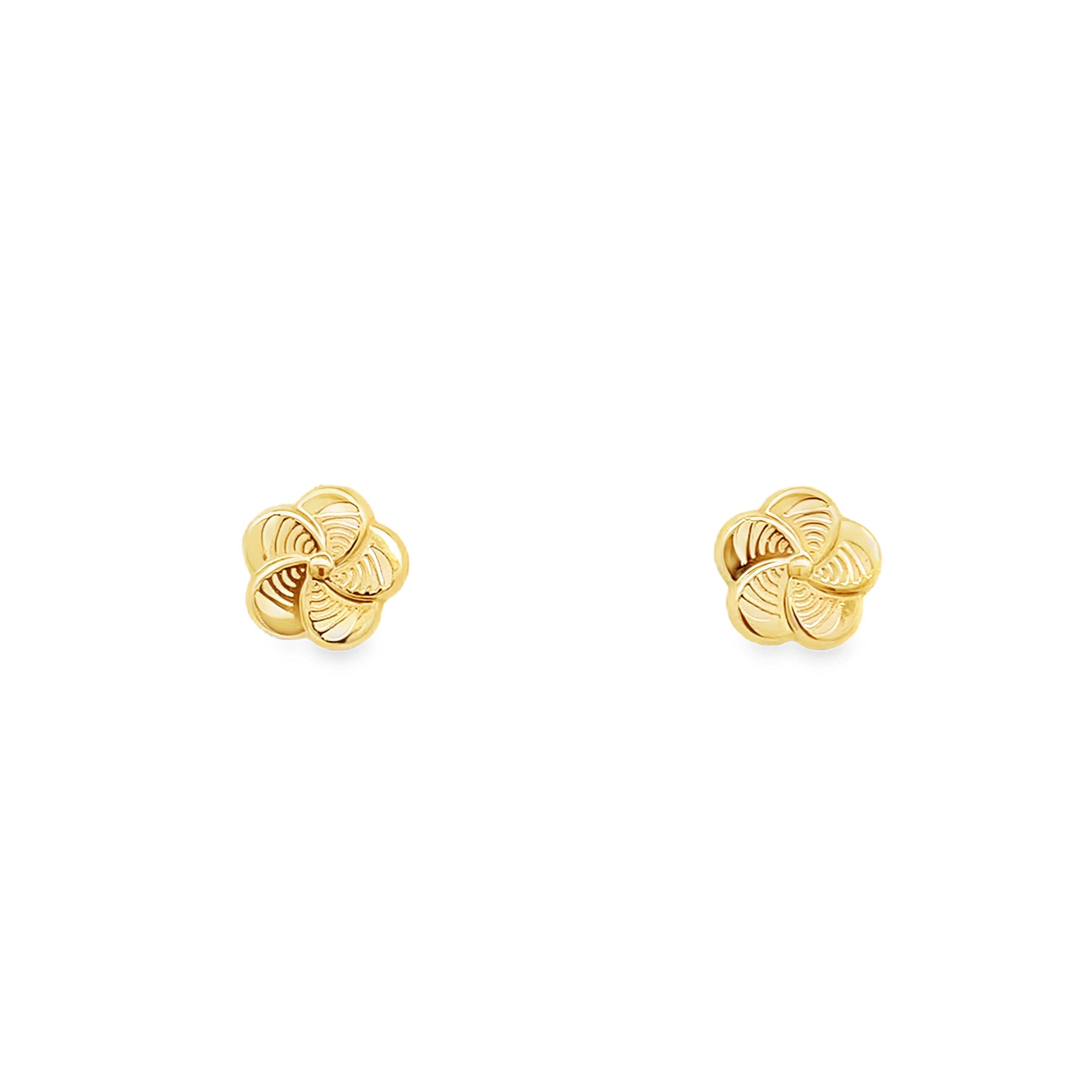 14K Yellow Gold Flower Stud Earrings 0.3Dwt