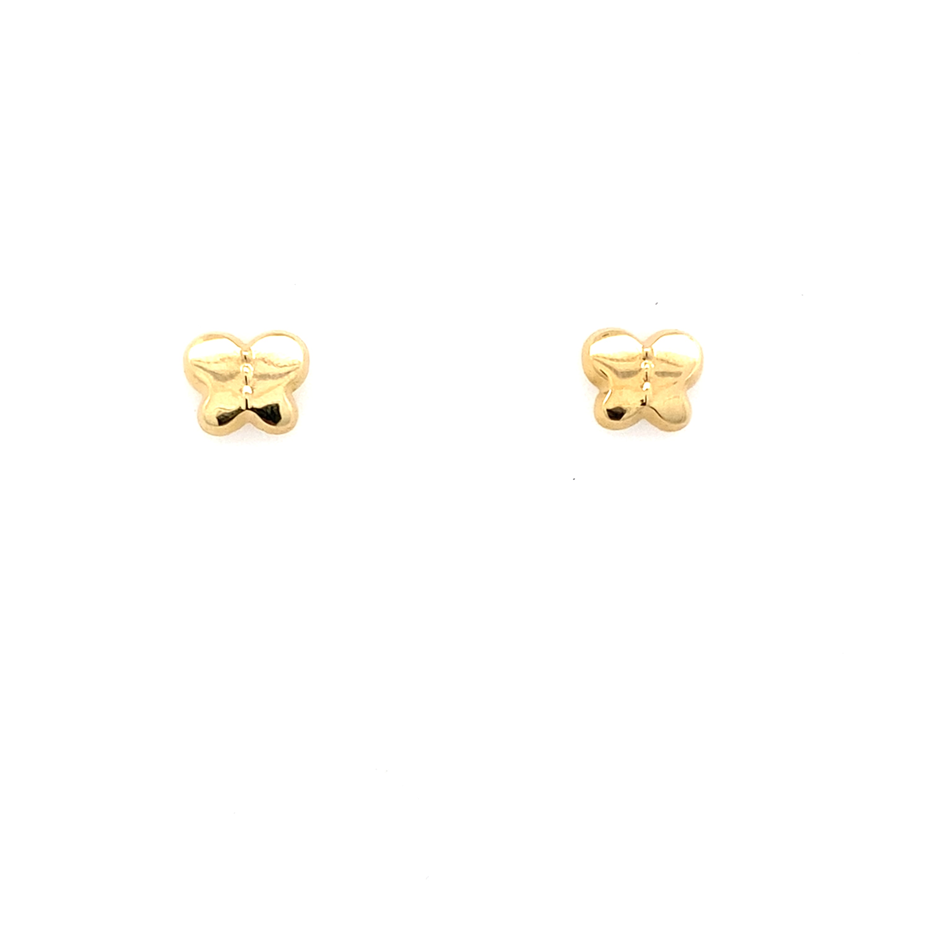 14K Yellow Gold Butterfly Stud Earrings 0.3Dwt