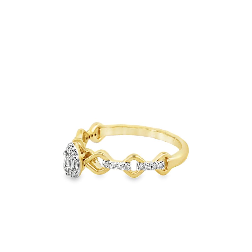 0.15Ctw 14K Yellow Gold Diamond Fashion Ring Size 7 1.4Dwt