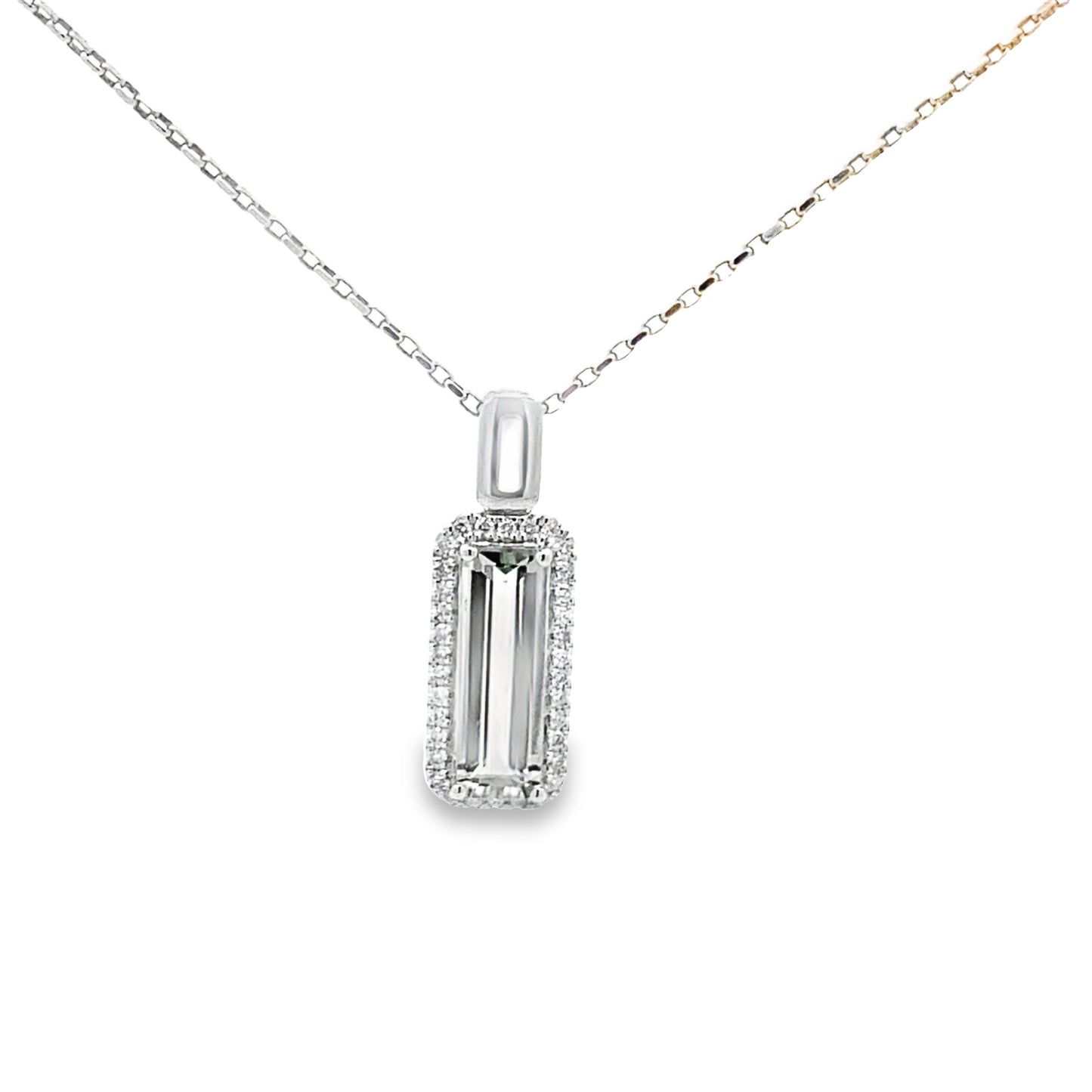 0.19Ctw Dia 2.43Ctw Green Amethyst 14K White Gold Pendant