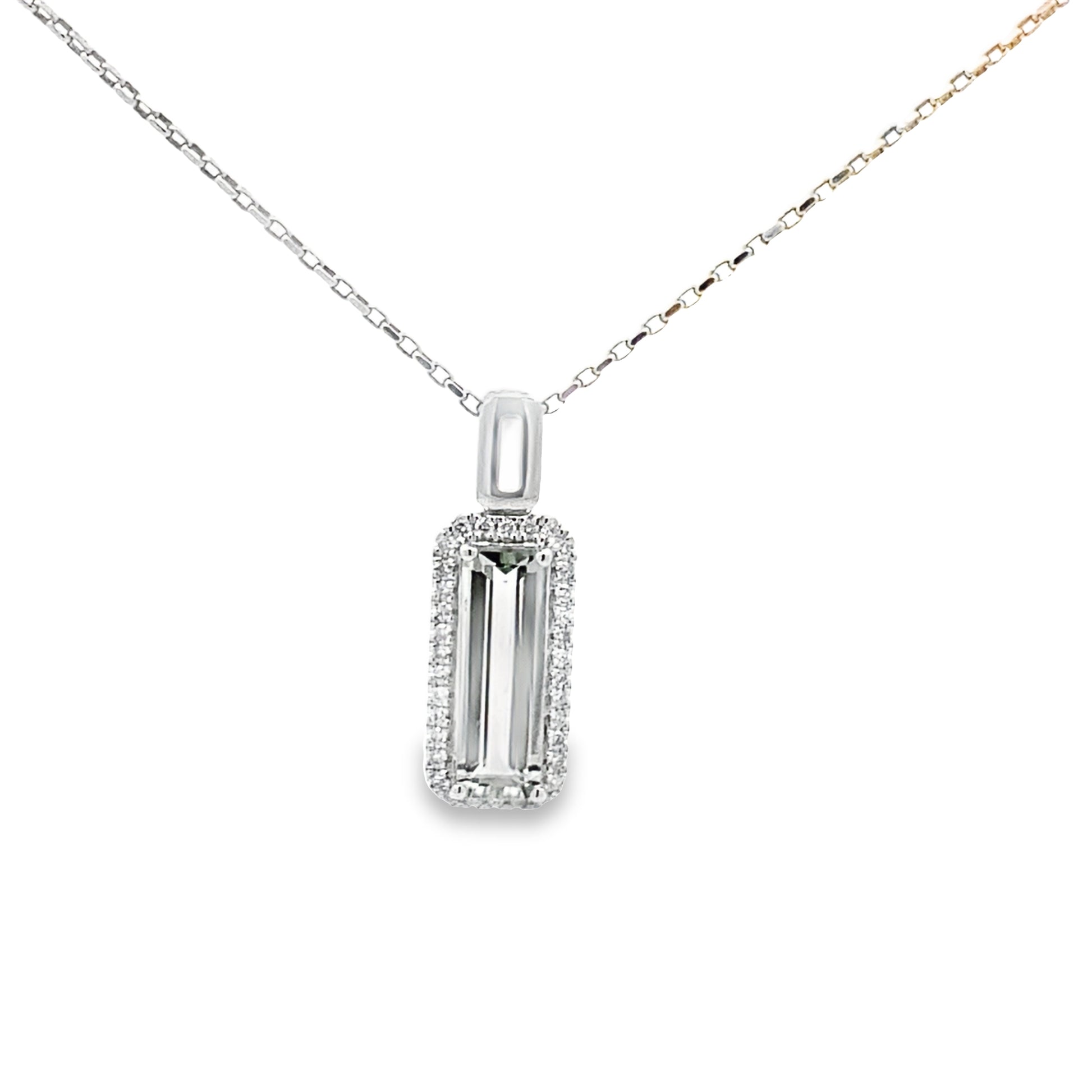 0.19Ctw Dia 2.43Ctw Green Amethyst 14K White Gold Pendant