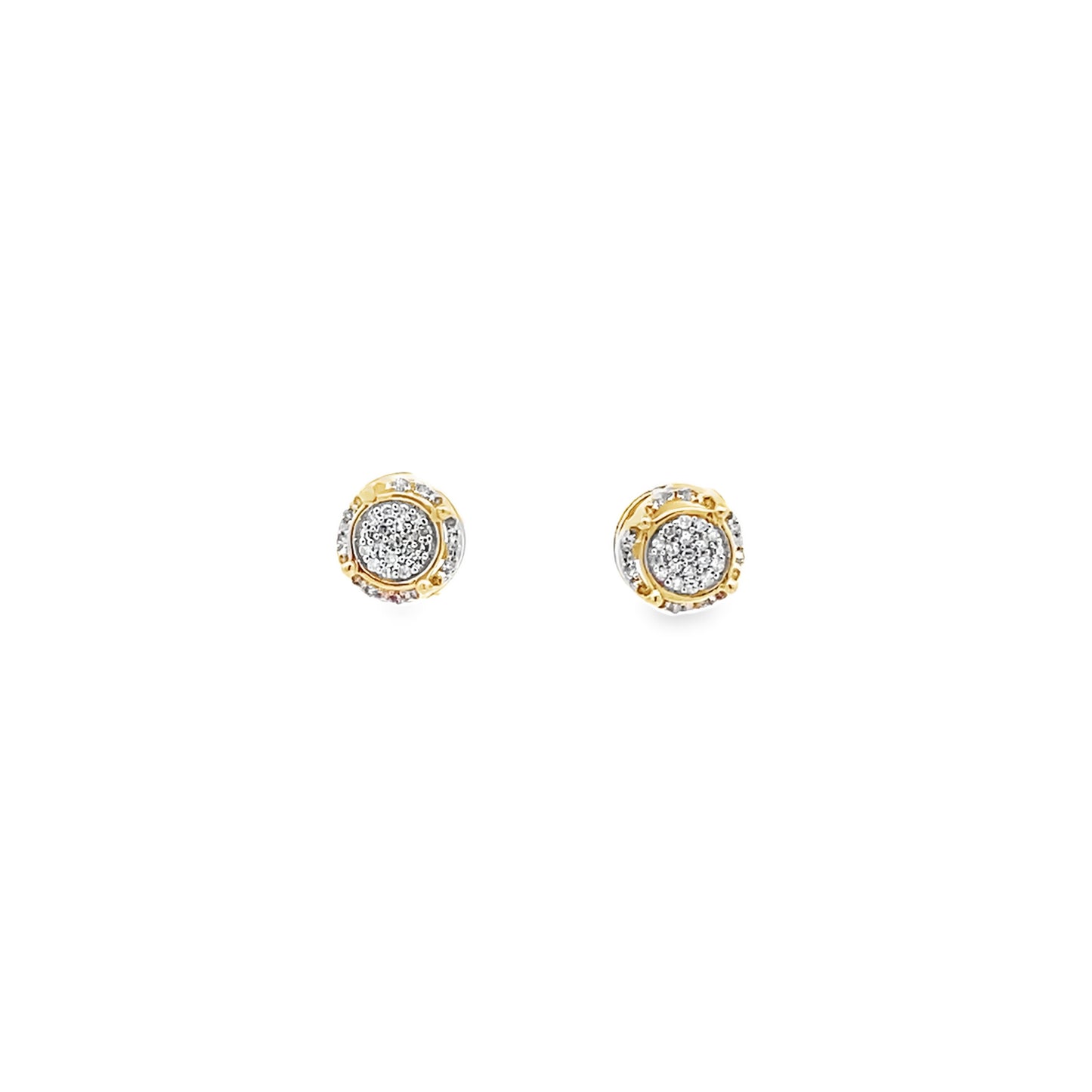 0.15Ctw 10K Yellow Gold Diamond Crown Stud Earrings