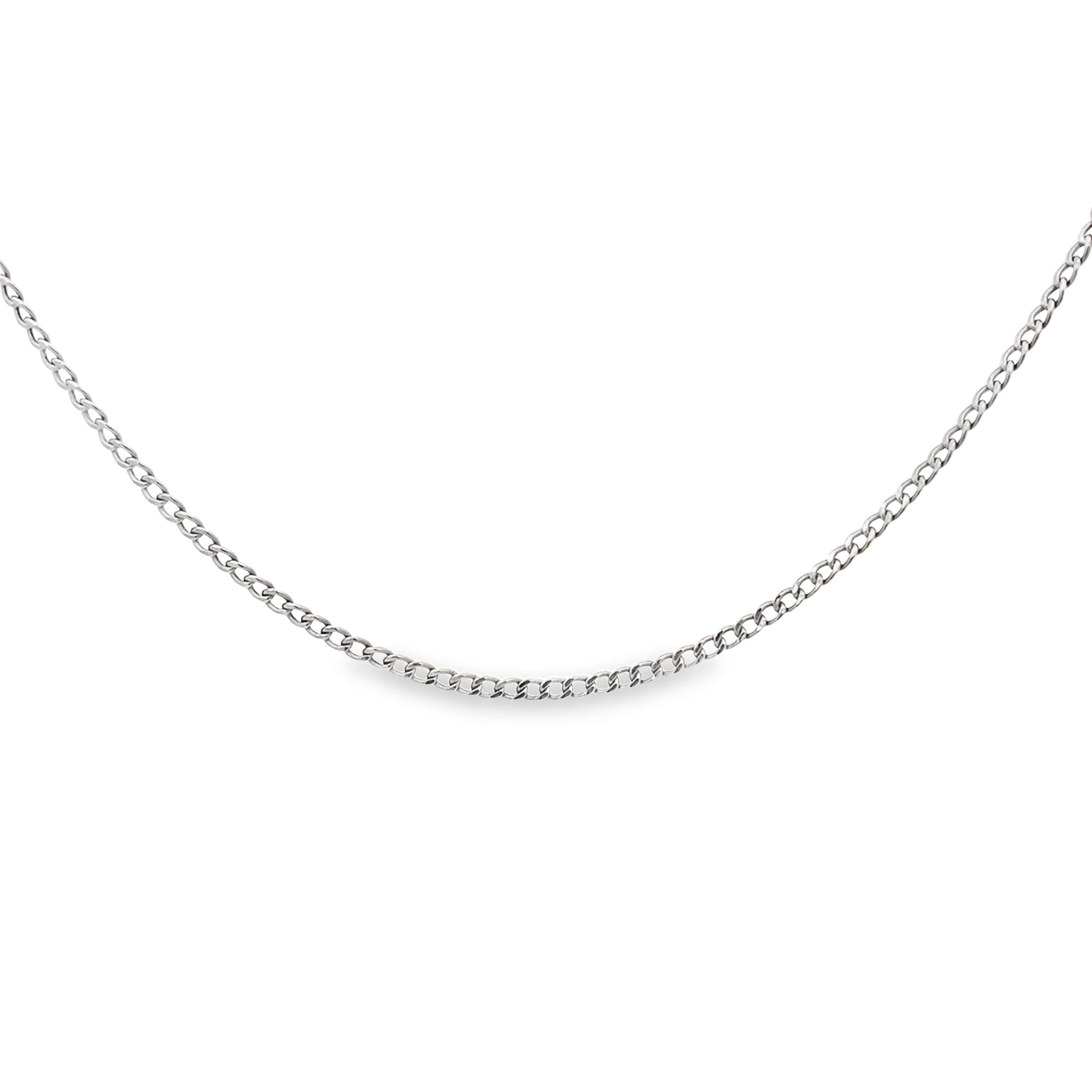 14K White Gold Semi Solid Curb Link Chain 2.5Mm 18In