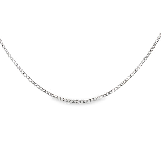 14K White Gold Semi Solid Curb Link Chain 2.5Mm 18In