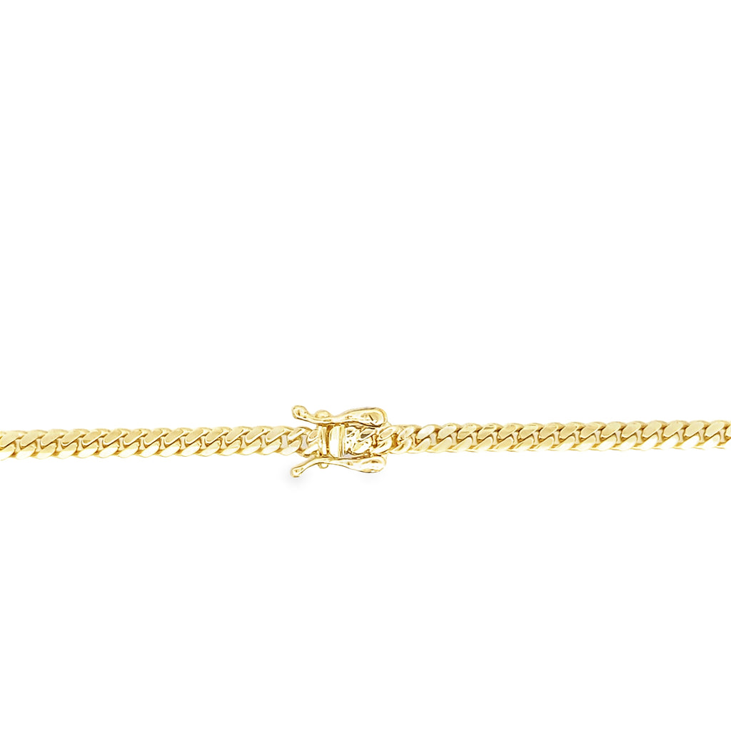 14K Yellow Gold Triple Clasp Cuban Link Chain 3Mm 24In 11.5Dwt
