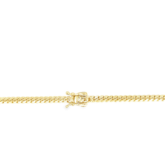 14K Yellow Gold Triple Clasp Cuban Link Chain 3Mm 24In 11.5Dwt