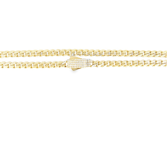14K Yellow Gold Cz Royal Monaco Link Chain 5Mm 15.5In 9.3Dwt