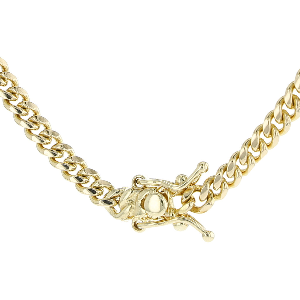 10K Yellow Gold Triple Clasp Cuban Link Chain 4Mm 24In 19.6Dwt/30.5G