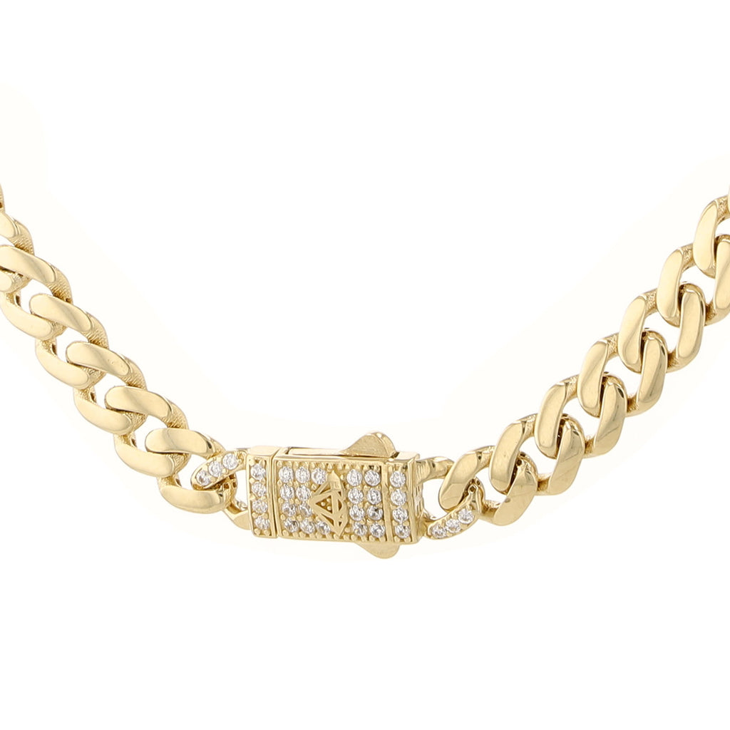 14K Yellow Gold Cz Royal Monaco Link Chain 6Mm 18In 10.7Dwt