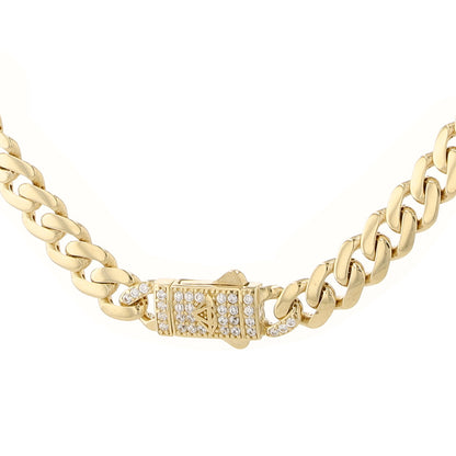 14K Yellow Gold Cz Royal Monaco Link Chain 6Mm 18In 10.7Dwt