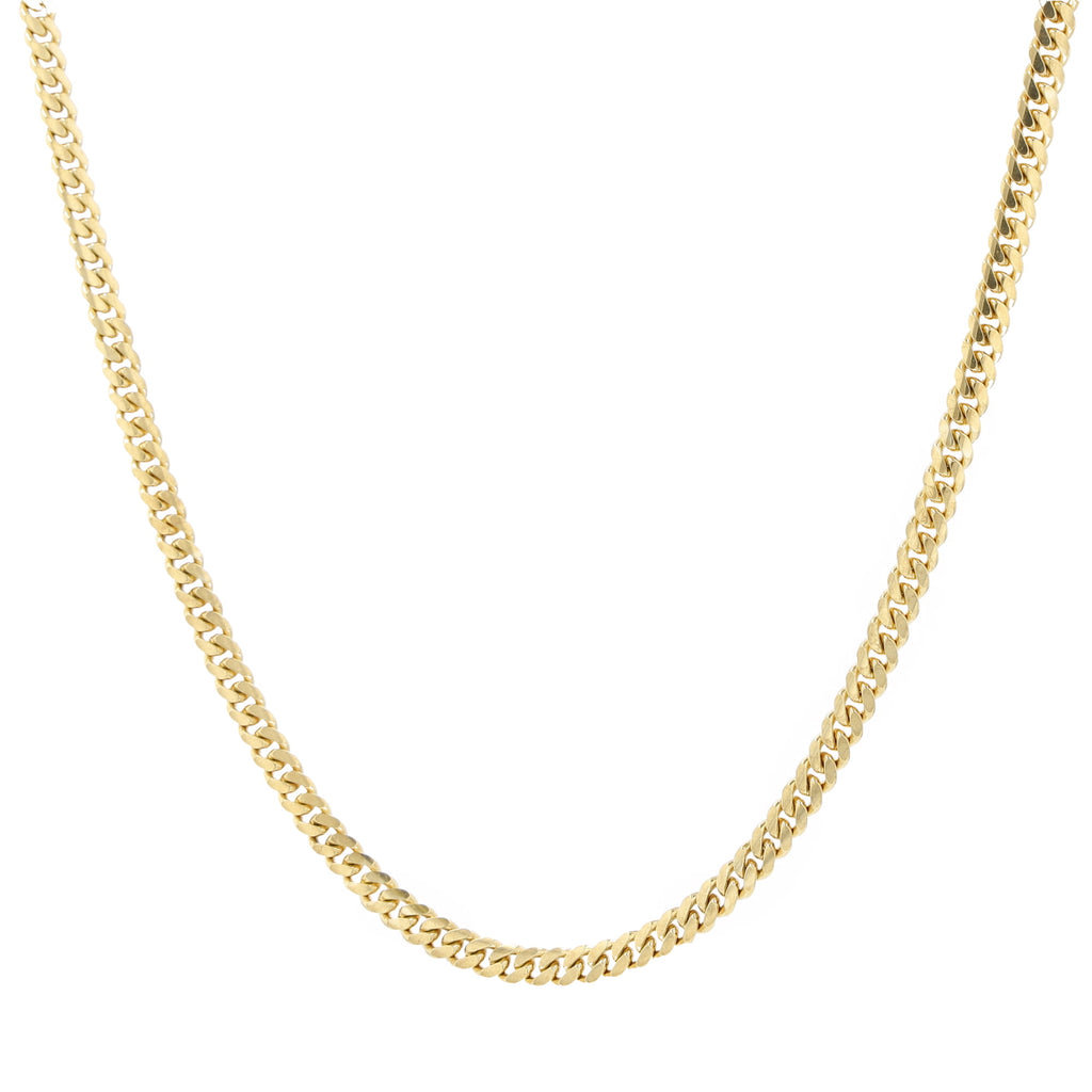 14K Yellow Gold Triple Clasp Cuban Link Chain 4Mm 24In 19.4Dwt