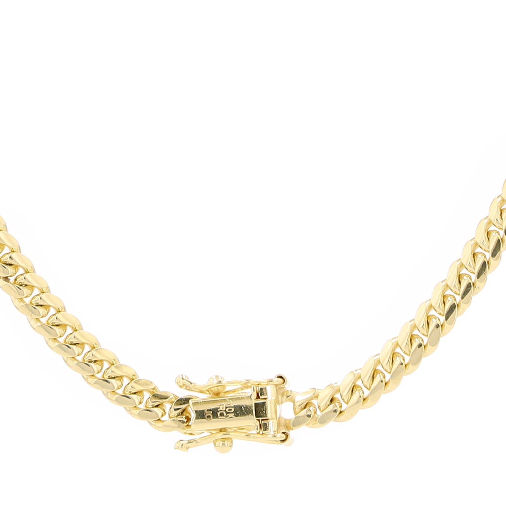 10K Yellow Gold Triple Clasp Cuban Link Chain 4Mm 22In 17.0Dwt