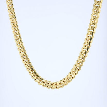 10K Yellow Gold Triple Clasp Cuban Link Chain 10Mm 20In 85.3Dwt/132.6