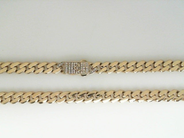 14K Yellow Gold Cz Monaco Link Chain 6.5Mm 18In 16.0Dwt