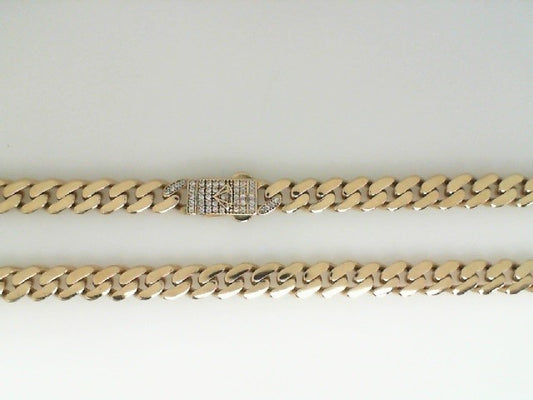 14K Yellow Gold Cz Monaco Link Chain 6.5Mm 18In 16.0Dwt