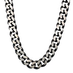 Stainless Steel Black Ip Matte D. Cut 8.6Mm Cuban Link Chain 24In 41.7Dwt