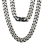 Stainless Steel Black Ip Matte D. Cut 8.6Mm Cuban Link Chain 24In 41.7Dwt