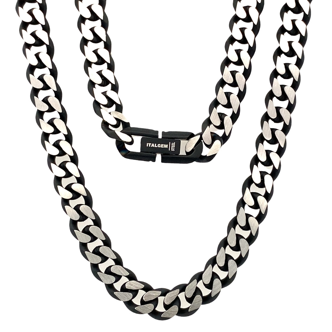 Stainless Steel Black Ip Matte D. Cut 8.6Mm Cuban Link Chain 24In 41.7Dwt