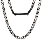 Stainless Steel Black Ip Brushed D. Cut 5.5Mm Cuban Link Chain 22+2 In 16.1Dwt