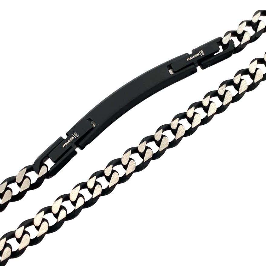 Stainless Steel Black Ip Brushed D. Cut 5.5Mm Cuban Link Chain 22+2 In 16.1Dwt