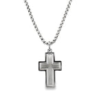 Stainless Steel Brushed Center Cross Necklace 22In 10.7Dwt