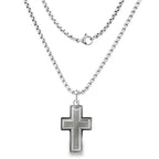 Stainless Steel Brushed Center Cross Necklace 22In 10.7Dwt