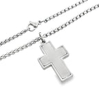 Stainless Steel Brushed Center Cross Necklace 22In 10.7Dwt