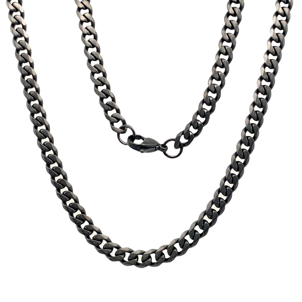 Gun Ip Stainless Steel Matte 4.6Mm Curb Link Chain 22In 15.5Dwt