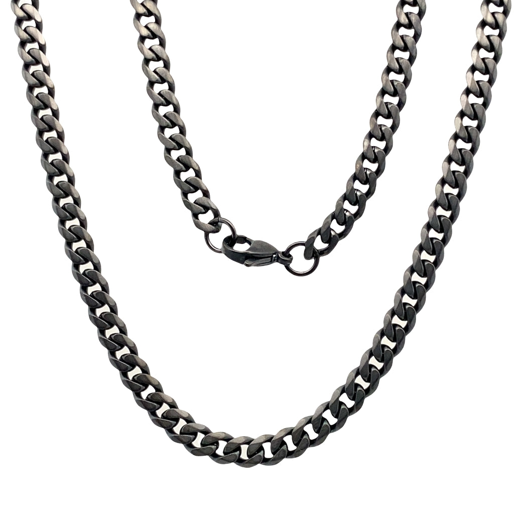 Gun Ip Stainless Steel Matte 4.6Mm Curb Link Chain 22In 15.5Dwt