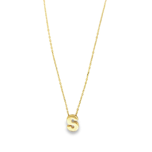 14K Yellow Gold Letter "S" Necklace 18In